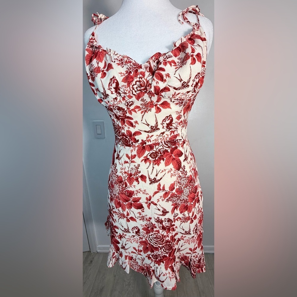 Reformation Red and White Floral Mini Dress - Picture 4 of 15